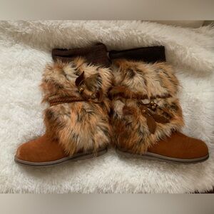 Muk Luks Brown Faux Fur Winter Boots